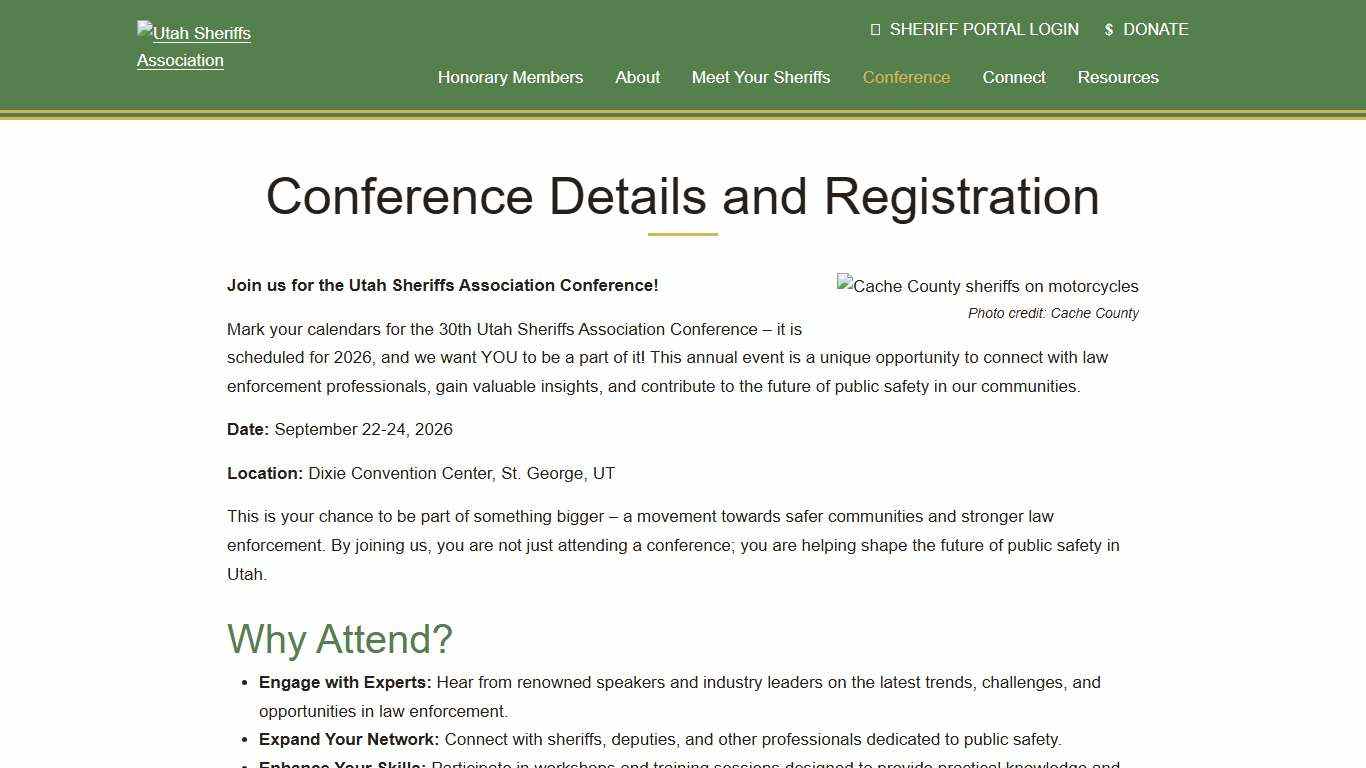 Utah Sheriffs' Association - Conference Details and Registration